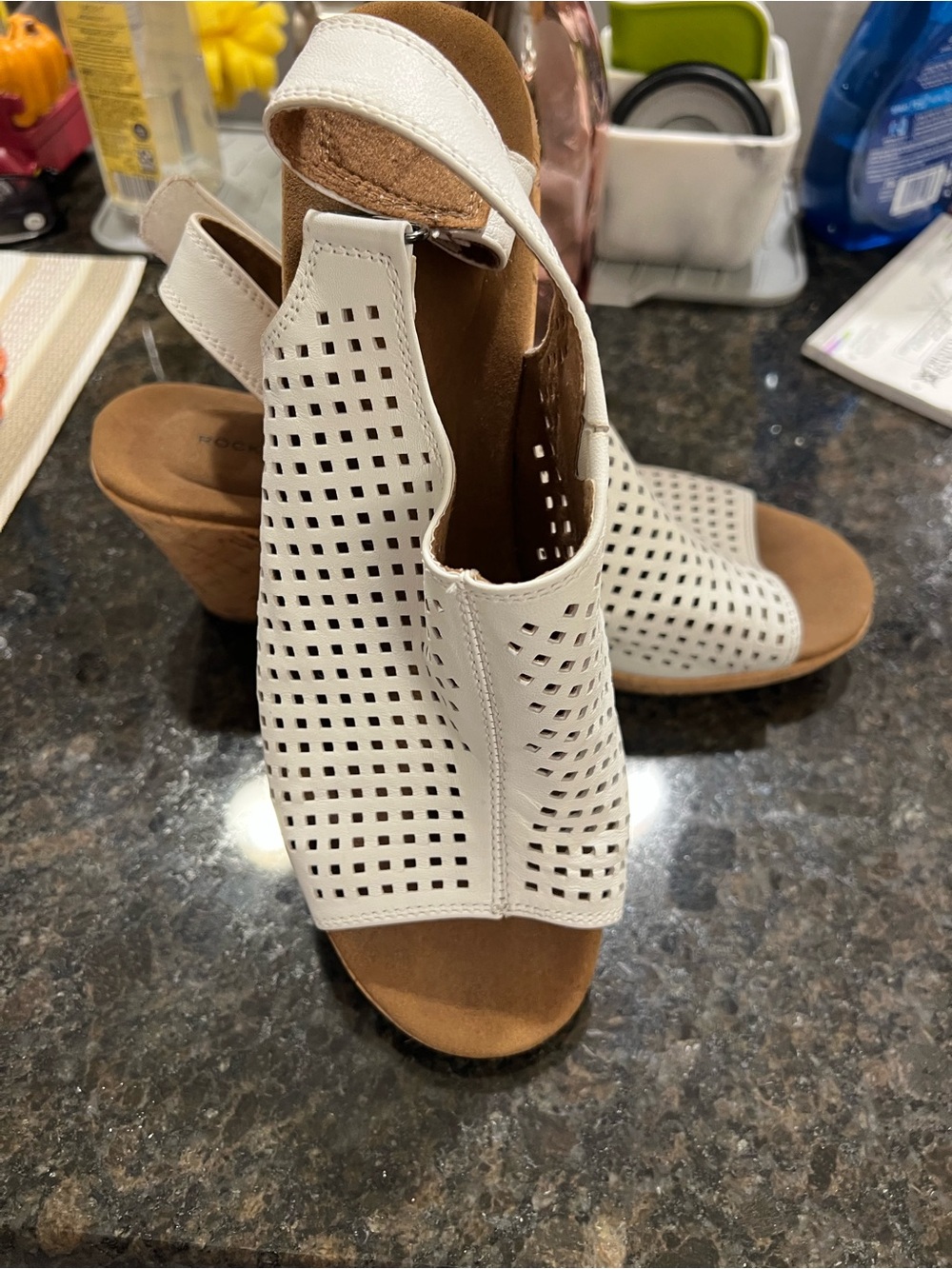 Women's White Perforated Slingback Sandal Rockport